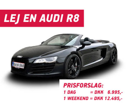 Lej en audi r8, r8 til leje, kør en audi r8, r8 weekendleje, dagsleje audi r8, kør en r8, testkør audi r8, audi driving experience